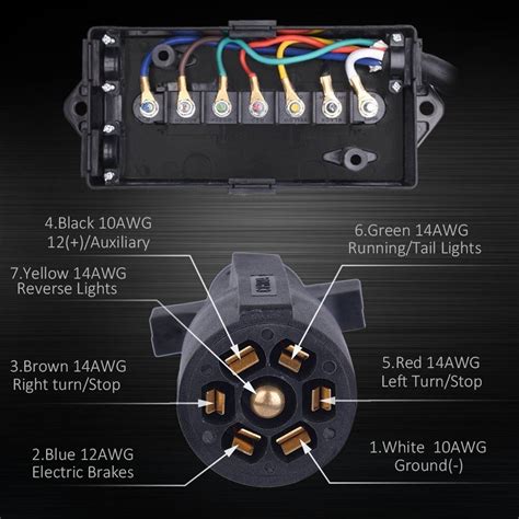 7 blade trailer side with junction box|7 Way Plug Inline Trailer Cord 8Ft w/ 7 Gang Junction .